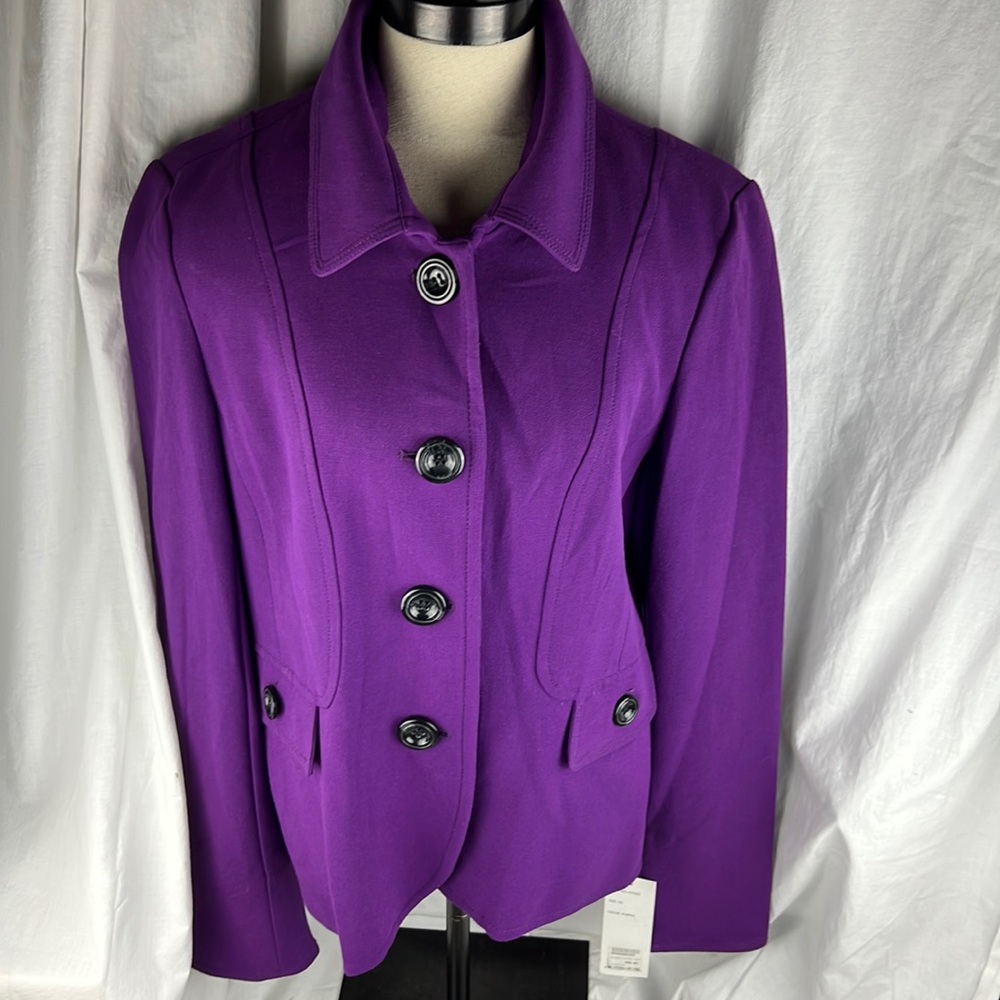 FOCUS 2000 purple blazer/jacket with black buttons size 16